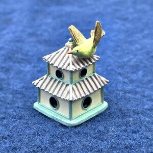 Vintage Lenox Garden Birdhouse Thimble Broad Billed Hummingbird on Pagoda 1994